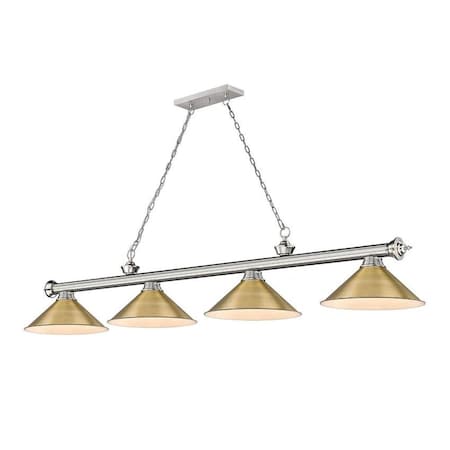 Z-Lite Cordon 4 Light Billiard, Brushed Nickel & Rubbed Brass 2306-4BN-RB15